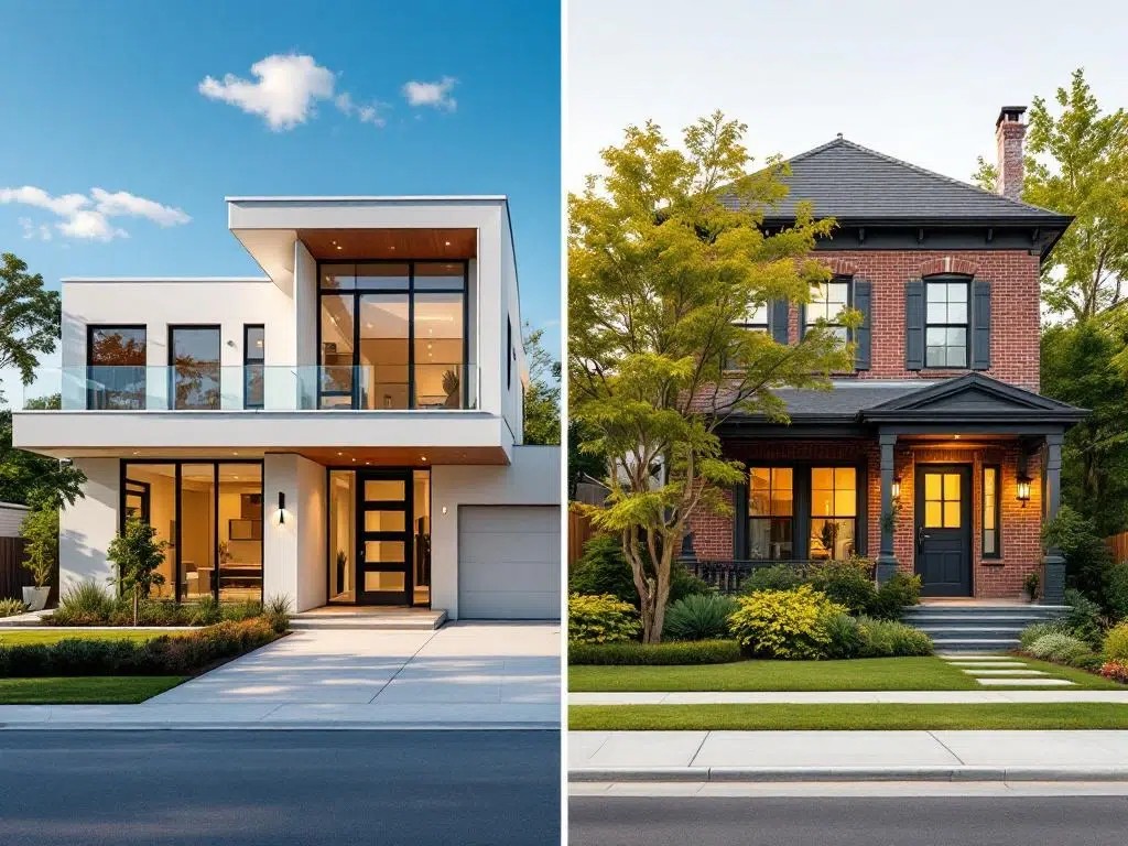 Vergelijking van moderne nieuwbouwwoning en karakteristieke bestaande woning voor vastgoedkeuze