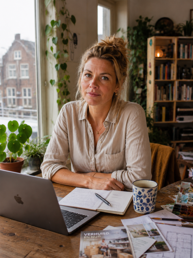Blonde Vrouw achter de laptop