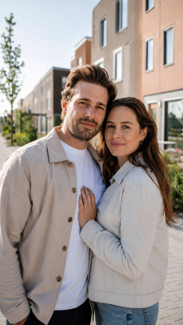 Jong stel glimlachend